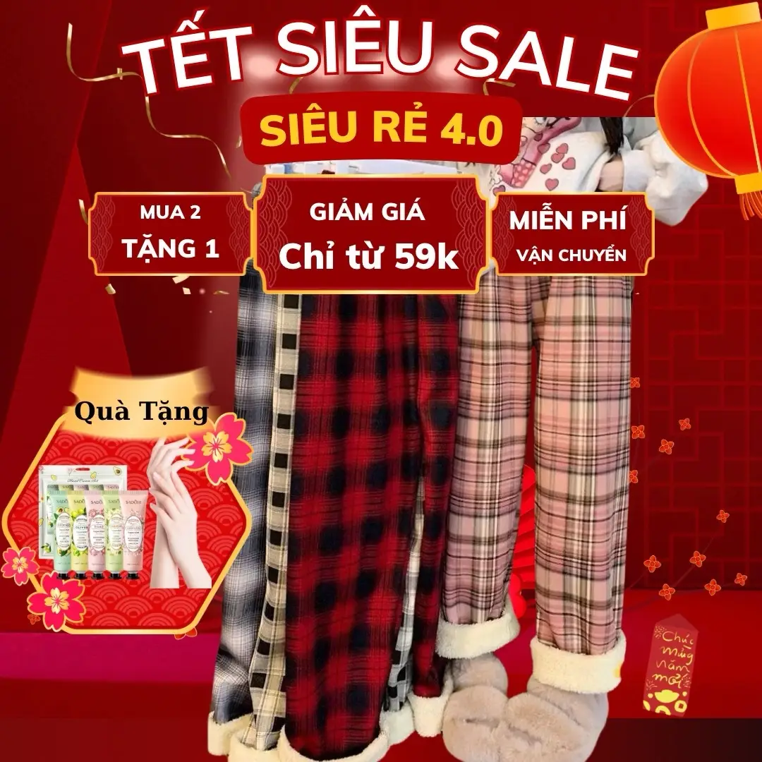 [Quà Tặng] Quần Kẻ Ống Suông Lót Lông Mềm Mịn Dáng Unisex Cho Nam Nữ Ấm Áp Mùa Đông Quần Dài Cá Tính Quần Kẻ Caro Nữ