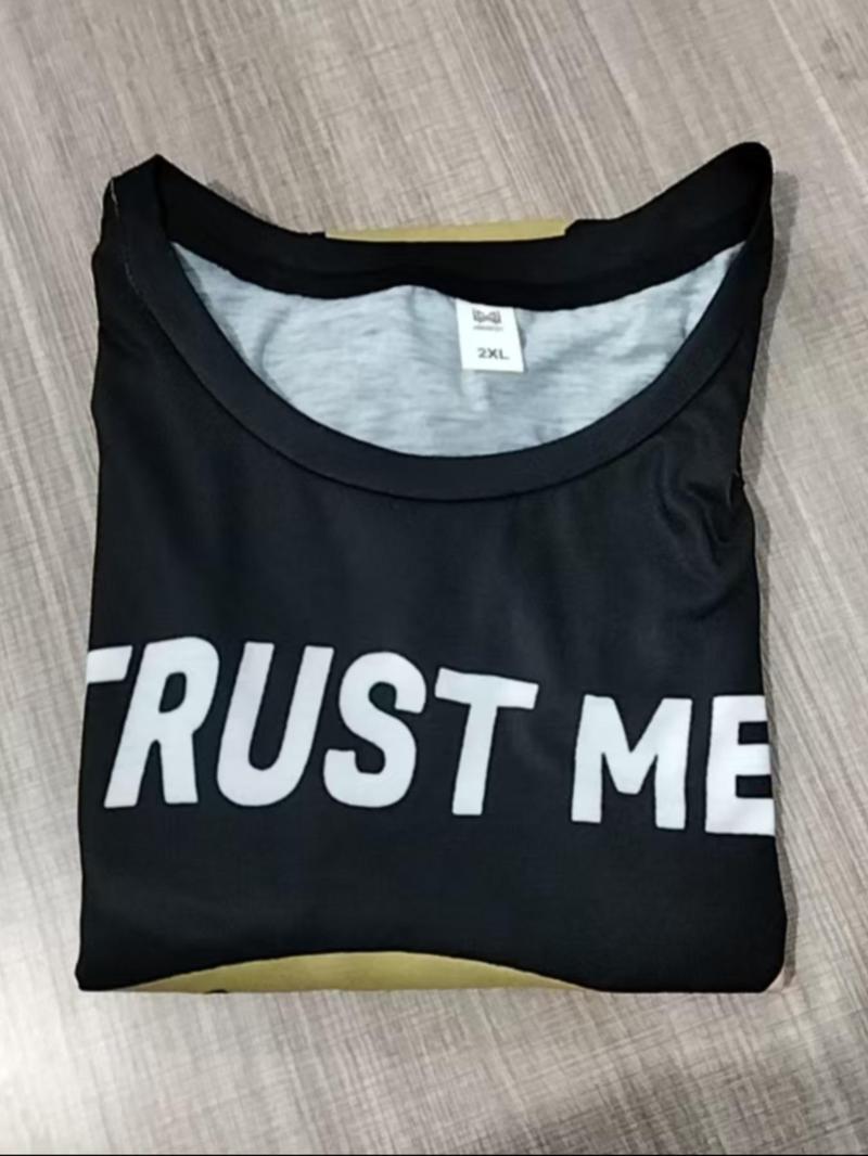 Product Introduction of 【Plus Size】 Cartoon & Letter Print Round Neck Tee, Regular Fit Casual Short Sleeve T-shirt for Daily Wear, Men's Clothing for All Seasons 6