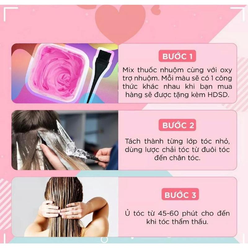 [ Rẻ VÔ ĐỊCH ] Sét Thuốc Nhuộm Tóc màu Than Chì kèm oxi và gang tay Đổi Màu Tóc Dưỡng Tóc 5