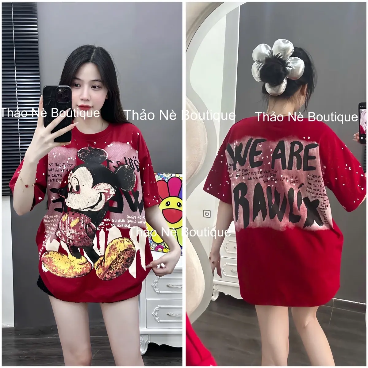 ÁO THUN UNISEX FORM RỘNG IN LOANG 2 MẶT HOẠ TIẾT WE ARE ROW COTTON FORM RỘNG, ÁO THUN NỮ, ÁO THUN NAM.