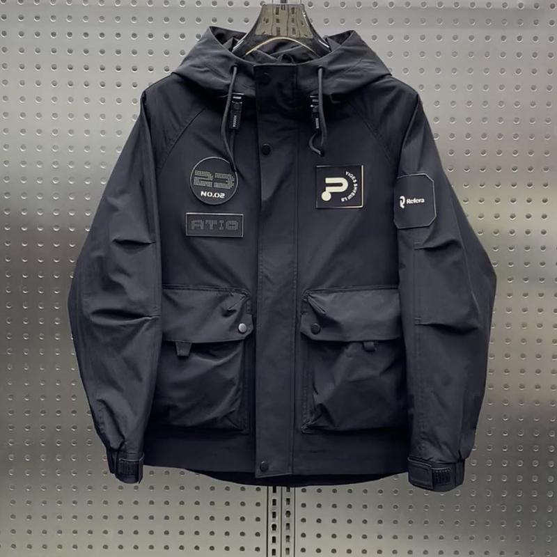 Men's Jacket Spring Autumn New Workwear Hooded Loose Coat Korean Style Versatile Outdoor Jacket Youth Men's Clothing 5