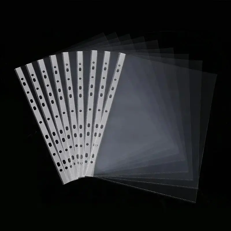 Loose Leaf Plastic Folder Bags, A4 Size, 100Pcs, 11 Holes, Perforated ...