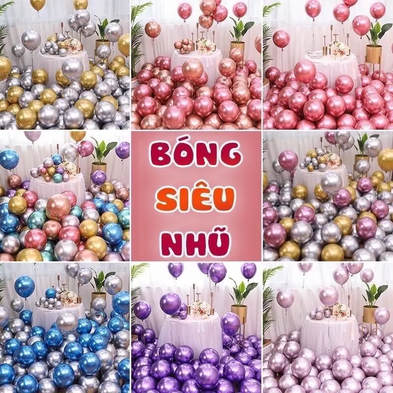 Set 50 bóng siêu nhũ mạ crom trang trí sinh nhật party phòng cưới 0