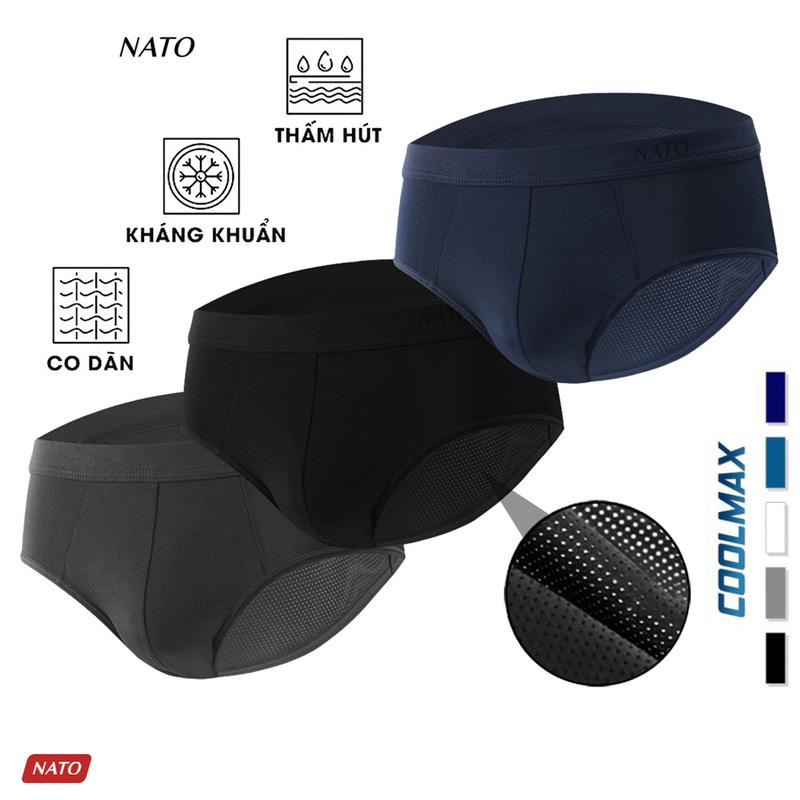 COMBO Quần Lót BRIEF Nam Vải Cotton Thun Lạnh Lưới Lỗ Cao Cấp Màu Đen Xám Trơn Boxer Sịp Đùi Tam Giác Xì Lip Sì NATO Menswear Quần Boxer