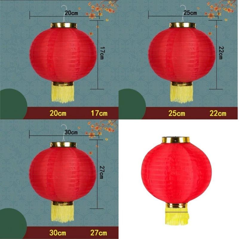 8/10/12 Inches Chinese New Year Round Folding Lanterns DIY Portable Red Lantern Hanging Ornaments Spring Festival Decoration 8