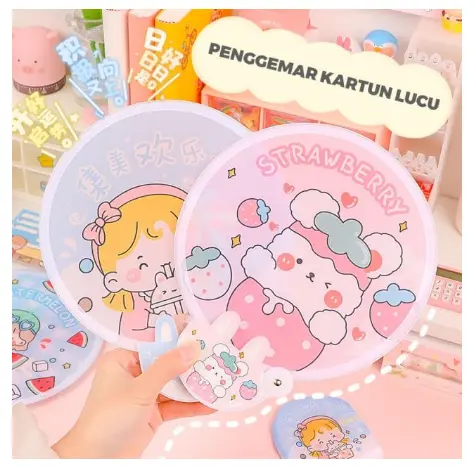 Kipas Tangan Ajaib Kipas Tangan Bulat Motif Cartoon Lucu Kipas Tangan