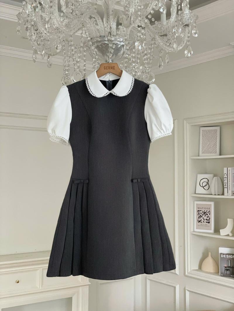 Product Introduction of GERME|DESIGN Đầm nữ Larose Dress xếp ly xòe phối cổ sen, Váy nữ vibe tiểu thư nhẹ nhàng thanh lịch phối nơ eo VVNT022504 7