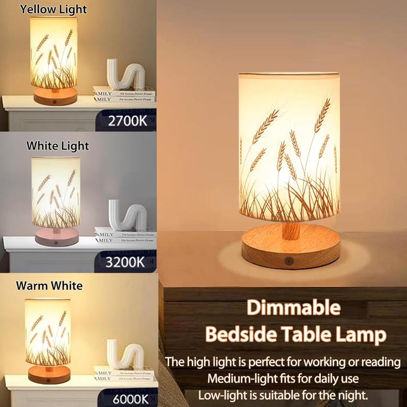 Smart Voice Activated Control Table Lamp, USB Powered Wooden LED Night Light, Touch Control Color Changing Night Light for Home Bedroom Living Room 5