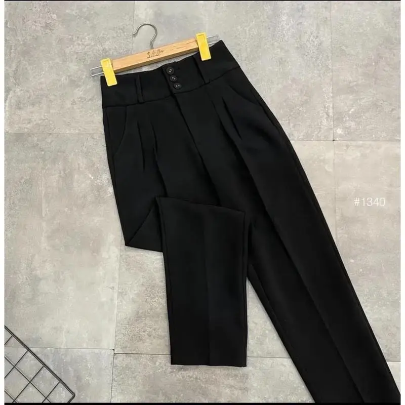 Quần tây baggy 3 cúc màu đen trơn chất vải tuyết mưa dày dặn[456] 2