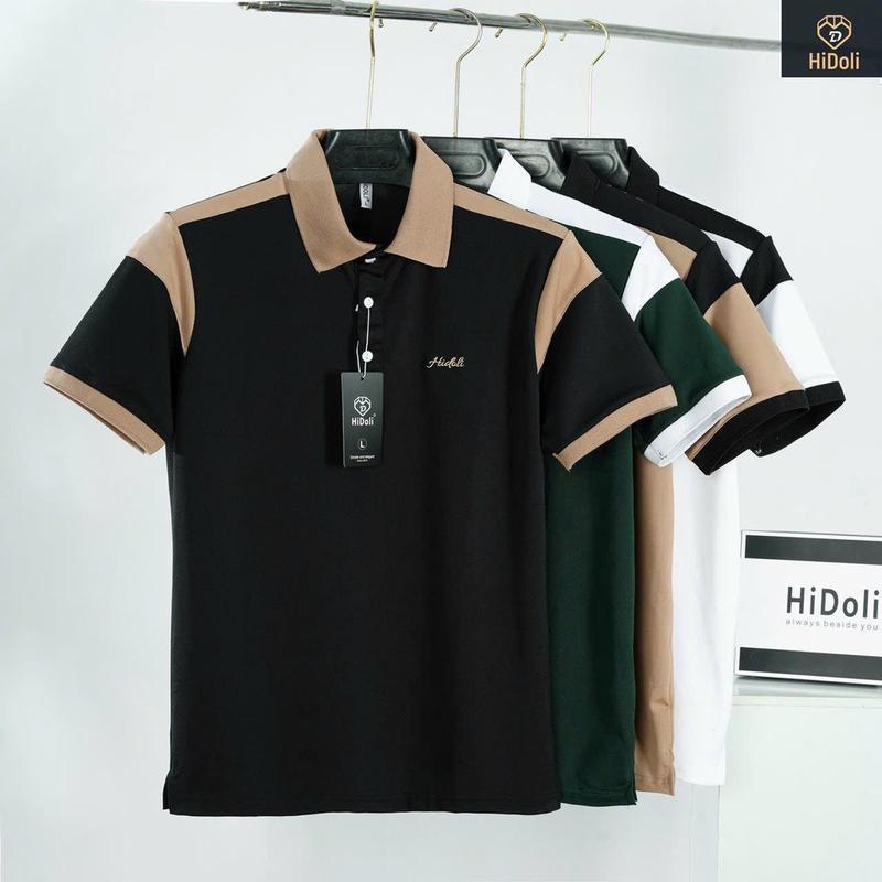 Áo thun nam cổ bẻ phối màu áo polo nam nữ sọc vai chất liệu thoáng mát co giãn 4 chiều thấm hút mồi hôi POLO10