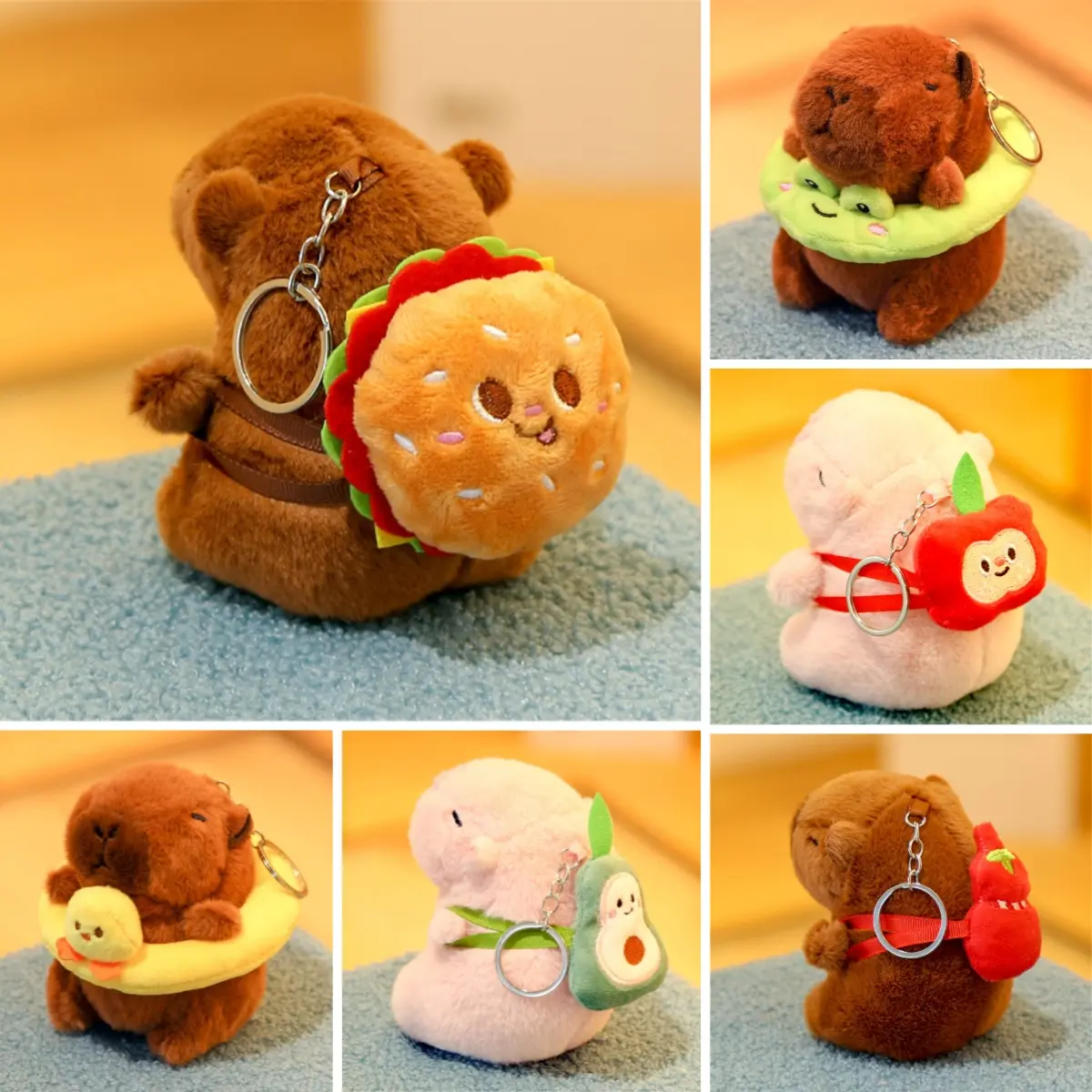 Mainan Mewah Capybara, 12CM, Pakaian, Anak Patung Boneka Mudah Alih, Beg Mainan Mewah Kapibala, Hiasan Beg Galas, Sesuai sebagai Hadiah Hari Jadi untuk Kanak-kanak Perempuan