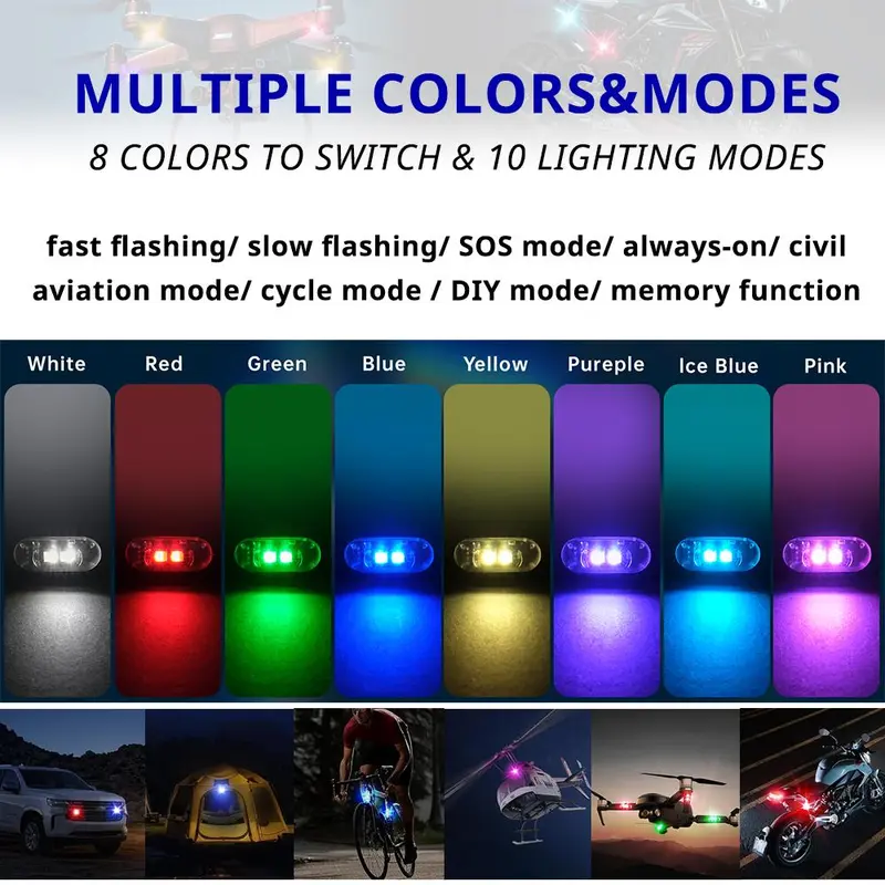 RGB Color Remote Control LED Decoration Light,1 Set USB Rechargeable LED Light, Waterproof Mini LED Light for Car, Motorcycle, Bike, SUV, Pickup 6