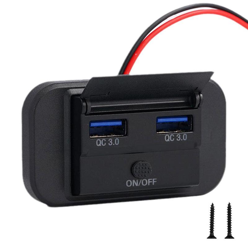 Product Introduction of Quick Charge PD Type C Dual USB Ports Car Bus Charger Socket Adapter 12V/24V USB Power Panel F7C2 59