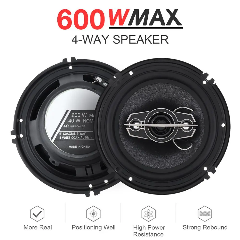 Speaker Mobil SUPER BASS Coaxial HiFi 4 Way 6 Inch 600 W 2 PCS - YL-1698B - Black