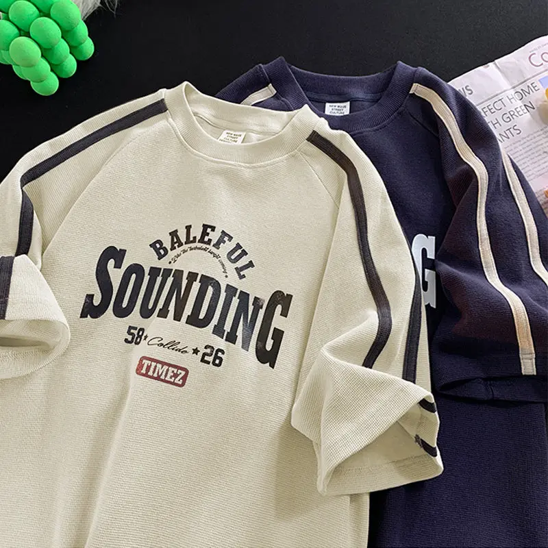 Áo thun Unisex SOUNDING Áo phông nam nữ tay lỡ oversize form rộng chất liệu cotton dệt tổ ong thoáng mát