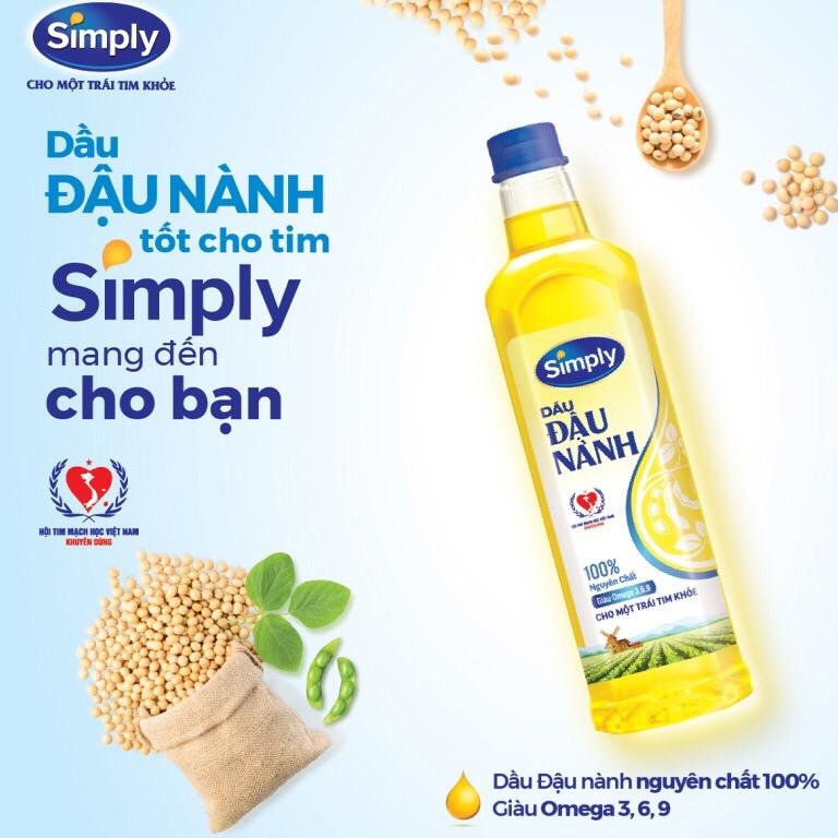 Combo 3chai dầu simply 1l đậu nành
