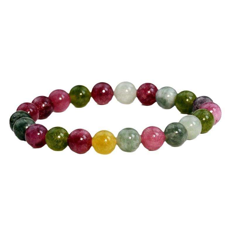 Y2g Style Rainbow Color Tourmaline Natural Stone Beaded Bracelet Women's Handmade DIY Bracelet Energy Stone 4