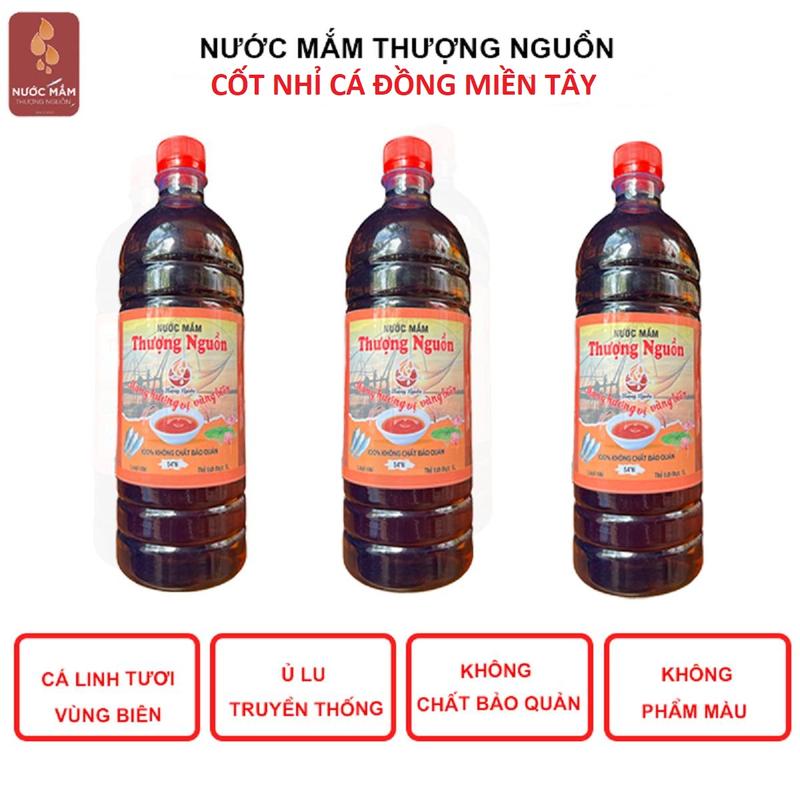 Combo 3 lít nước mắm cốt nhỉ cá linh Thượng Nguồn mỗi chai nhựa 1 lít, Không chất bảo quản, không chất điều vị, không đường #OCOP #DacSanVietNam Nước Sốt Gia Vị