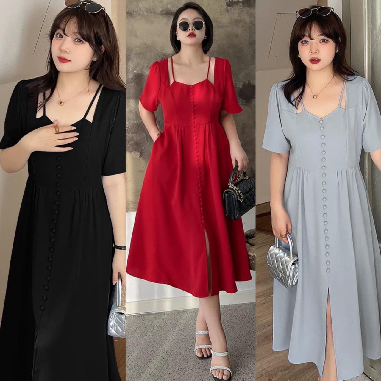 Đầm Thời Trang Bigsize Thiết Kế Siêu Xinh Cho Các Nàng Nữ Cotton Women Dress Đen - A.1002