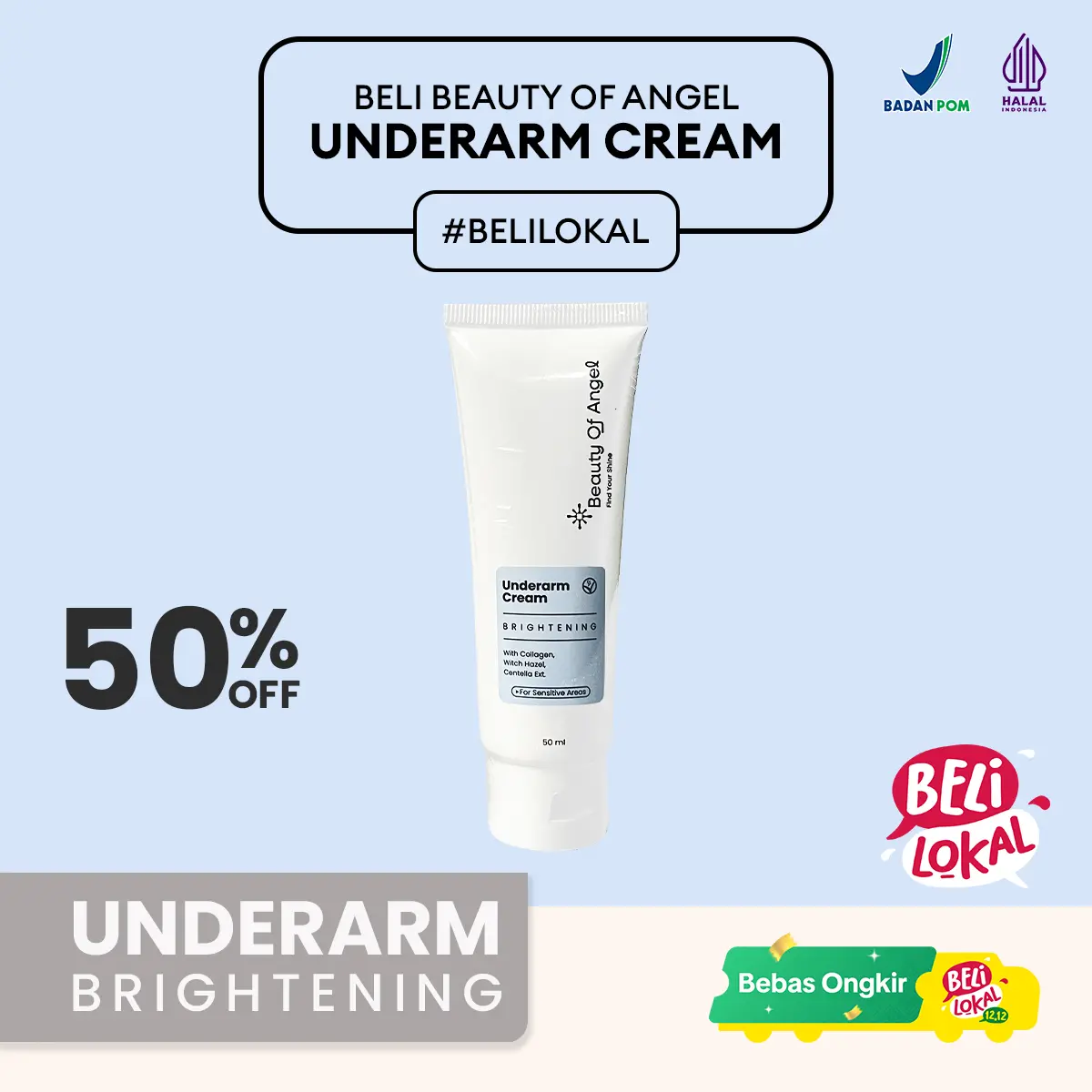 Underarm Cream Beauty Of Angel Krim Pemutih Pencerah Ketiak Hitam Kerutan Mencerahkan Niacinamide  Tawas  Extract  Deodorant  Selangkangan  Menyembuhkan  Tubuh