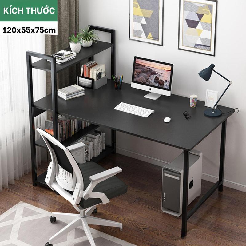 Bàn học bàn làm việc tiện lợi kèm kệ để sách 4 tầng phù hợp với mọi không gian 2 kích thước 100x50x75cm 120x55x75cm