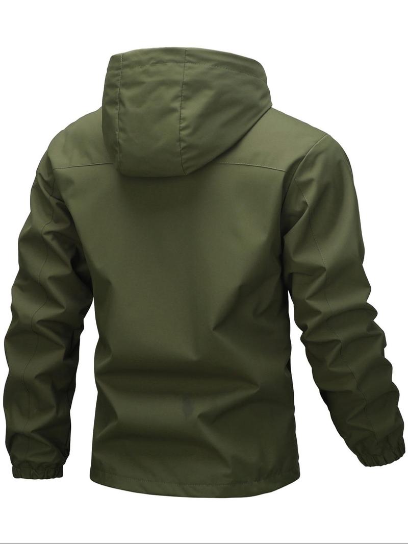 Product Introduction of Men's Solid Color Hooded Zip Up Jacket, Regular Fit Casual Windproof Waterproof Softshell Comfortable Versatile Sports Outdoor Jacket for Daily Wear, Fashionable Functional Jacket for Men, Coats 6