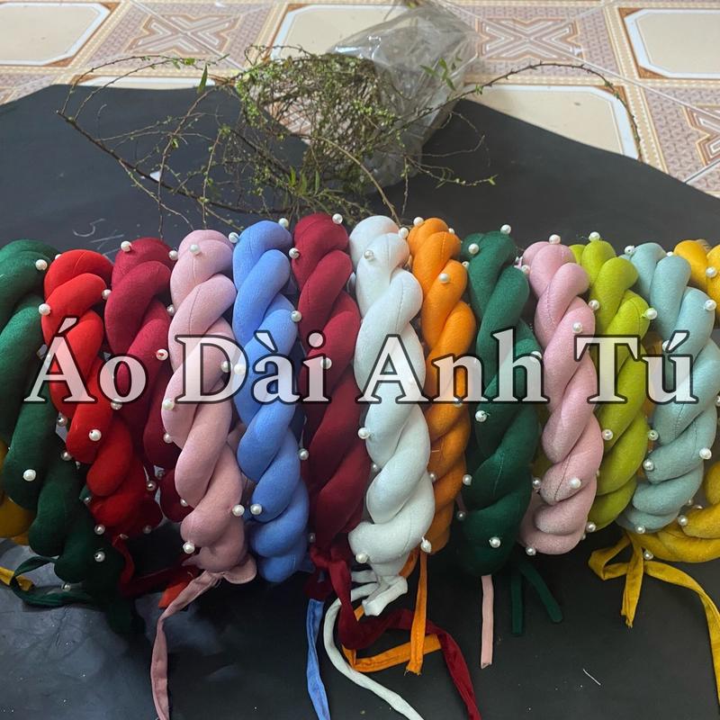 Mấn Đội Đầu Áo Dài , Áo Dài Cách Tân kết hạt ngọc đủ màu Phụ nữ