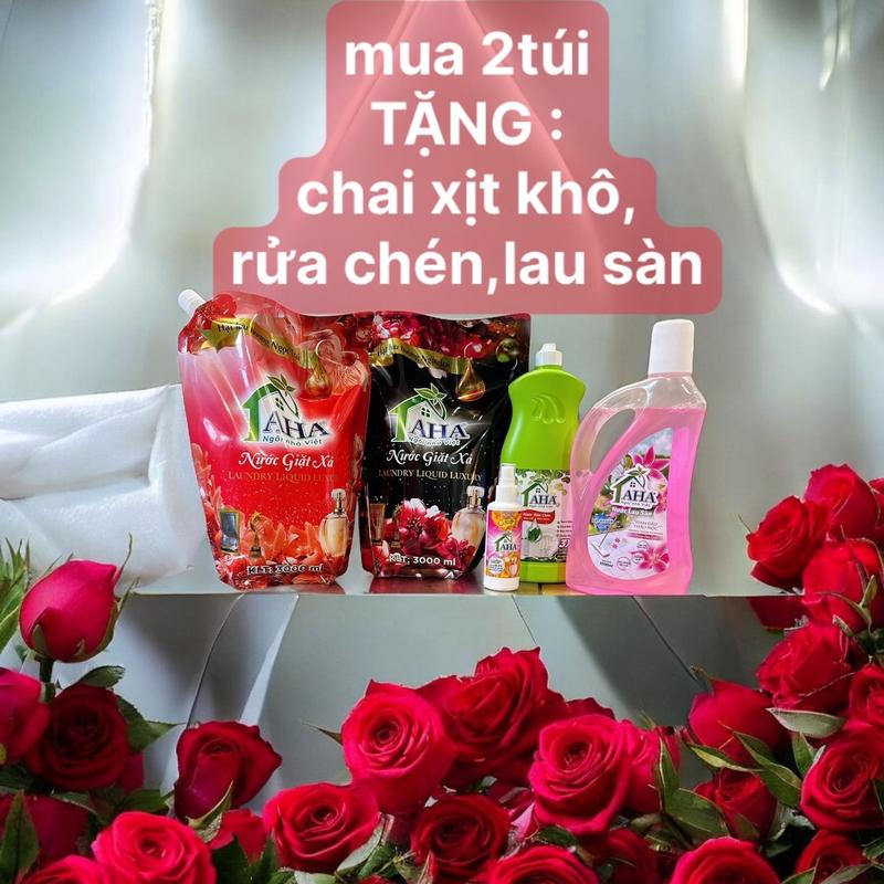Product Introduction of COMBO 2túi giặt xả AHA 2in1, túi 3kg - {tặng kèm 1chai xịt khô 100ml & 1chai rửa chén 800ml & 1chai lau sàn 1.000ml } 13