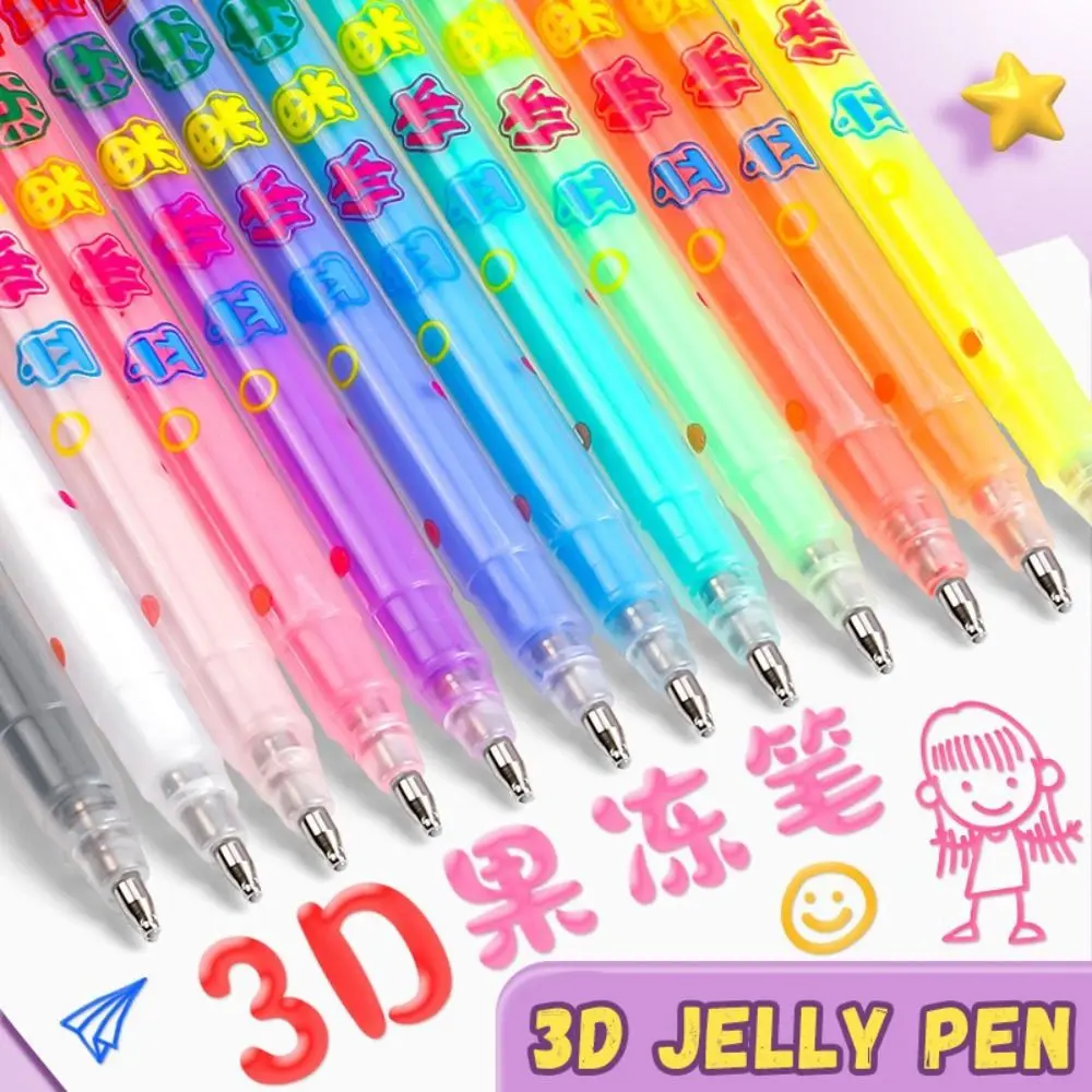 6/12Colors High Quality Multi-color 3D Jelly Ink Pen Large Capacity Multipurpose Art Marker Pen DIY Handwriting Highlighter Students