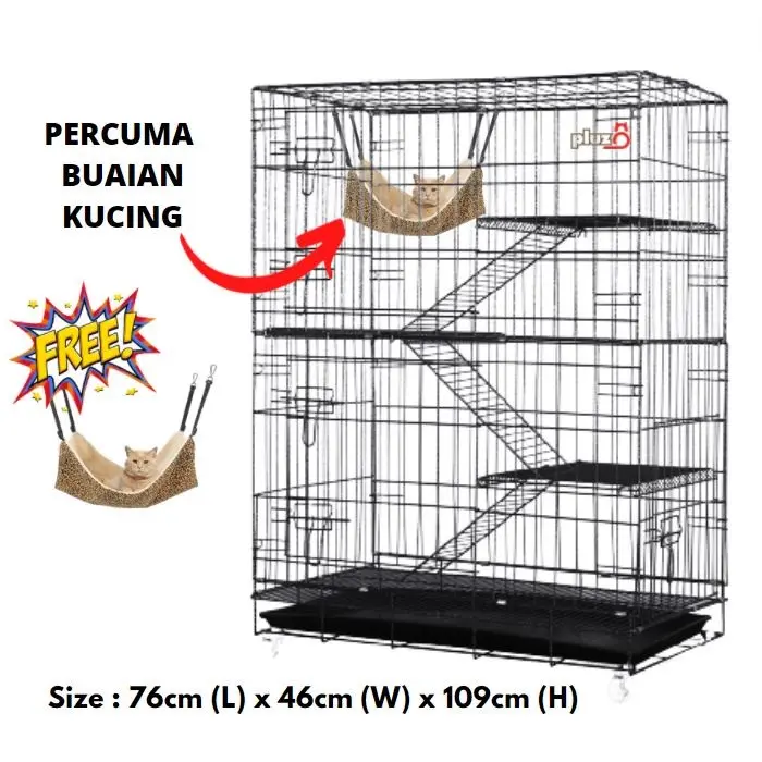 BIG PLATFORM 3 Level Cat Cage / Sangkar Kucing 3 Tingkat / 2.5 kaki( FREE HAMMOCK)