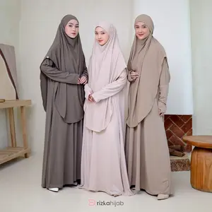 RIZKA HIJAB - Rawda Abaya Jersey Set French Khimar Gamis Syar'i Turkey Arab Umroh Haji Mewah