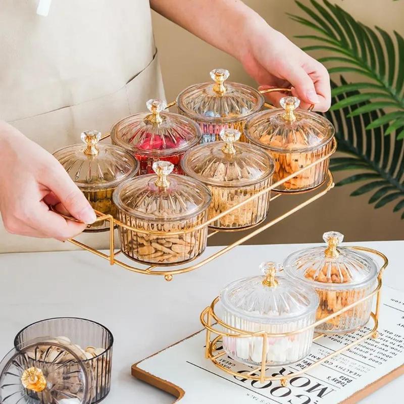 Snack Boxes with Compartments, Luxury Divided Container, Serving Tray with Lid for Dried Fruit Candy Chips Pickle Spice, Food Box for Party Home Decor 6