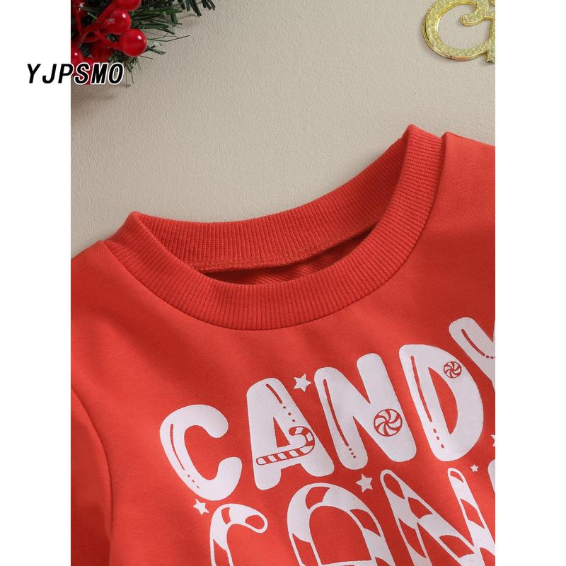 Baby Christmas Sweatshirts Long Sleeve Candy Cane Print Pullover Tops 4