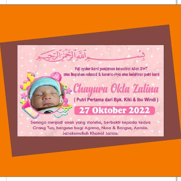 stiker aqiqah bayi dan stiker tasyakuran kelahiran 8,8 cm x 5,5 cm bebas foto 1