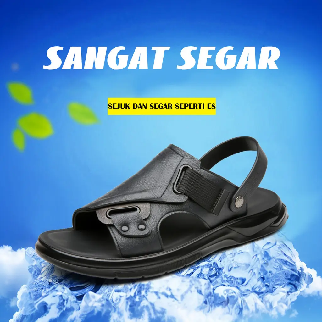 COD Sepatu pria, sendal pria kulit asli yang sederhana dan elegan Sandal