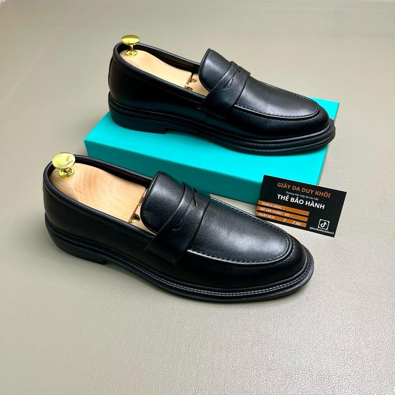 Giày Da Nam Penny Loafer Chất Liệu Da Nappa Cấp Đế Caosu Tăng Cao Có Khâu May Gầm Đế Shoes