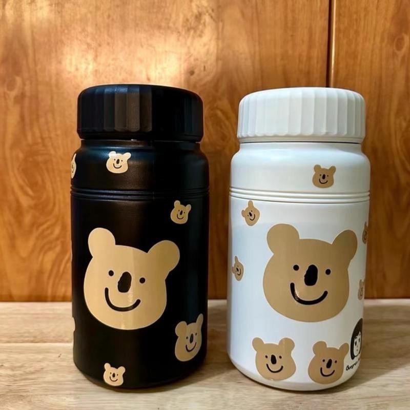 Bình Giữ Nhiệt Inox 1000 ml Nắp Vặn Gấu Nâu Tặng Kèm Sticker 7
