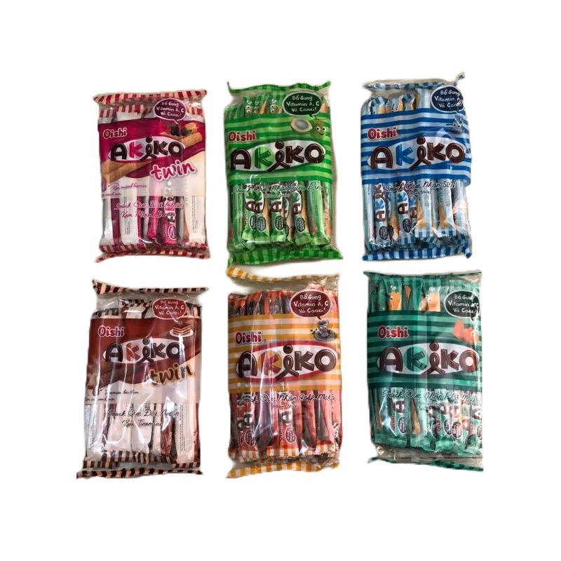 Bánh que akiko có nhân của oishi 140g vị phô mai/ sữa/ sữa dừa/ cafe moka và nhân đôi vị tiramisu/ berries