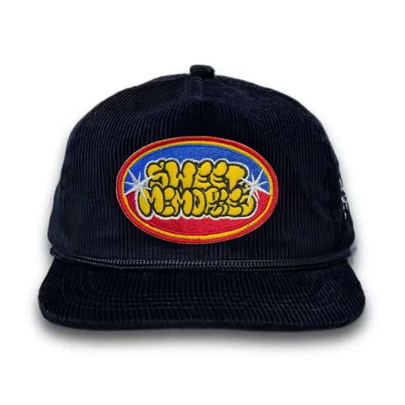 Topi Pria Rope Hat Fanel  Full Black Thisplan topi corduroy graffiti Baseball 0