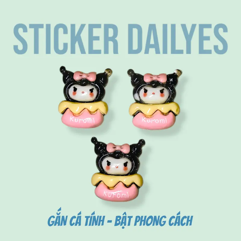 [ Bộ 10 chiếc ] Charm Gắn Dép Kuromi, Sticker Dép Cross, Jibbitz in 3D siêu cute - Sticker Dailyes 5