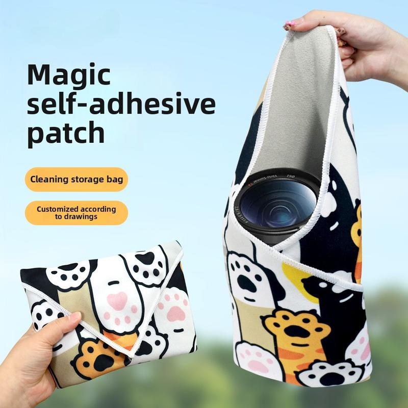 Vải dán in Microfiber, 100 miếng, thích hợp để bọc máy ảnh, lưu trữ ống kính mỹ phẩm, chống va đập, ma thuật tự dính, có thể được sử dụng gấp 100 lần