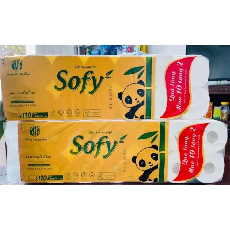 Giấy vệ sinh Gấu Sofy ( combo 2 dây ống + đặc )