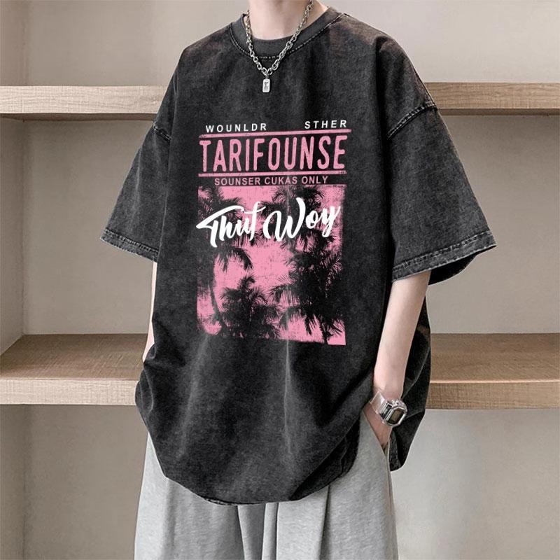 Product Introduction of ANDREA cotton nguyên chất mùa hè 2024 phong cách mới giặt đau khổ đa năng thời trang phong cách Hàn Quốc hợp thời trang rộng rãi cho nam nữ áo thun ngắn tay in hình học sinh cao cấp 7