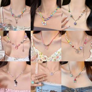 Kalung Dopamine, Warna Pastel, Untuk Wanita, Rekaan Niche Serbaguna, Choker Manik, Gaya Manis dan Sejuk, Sesuai untuk Gadis Sejuk, Rantai Leher Jewelry Necklaces lustful  jewelry