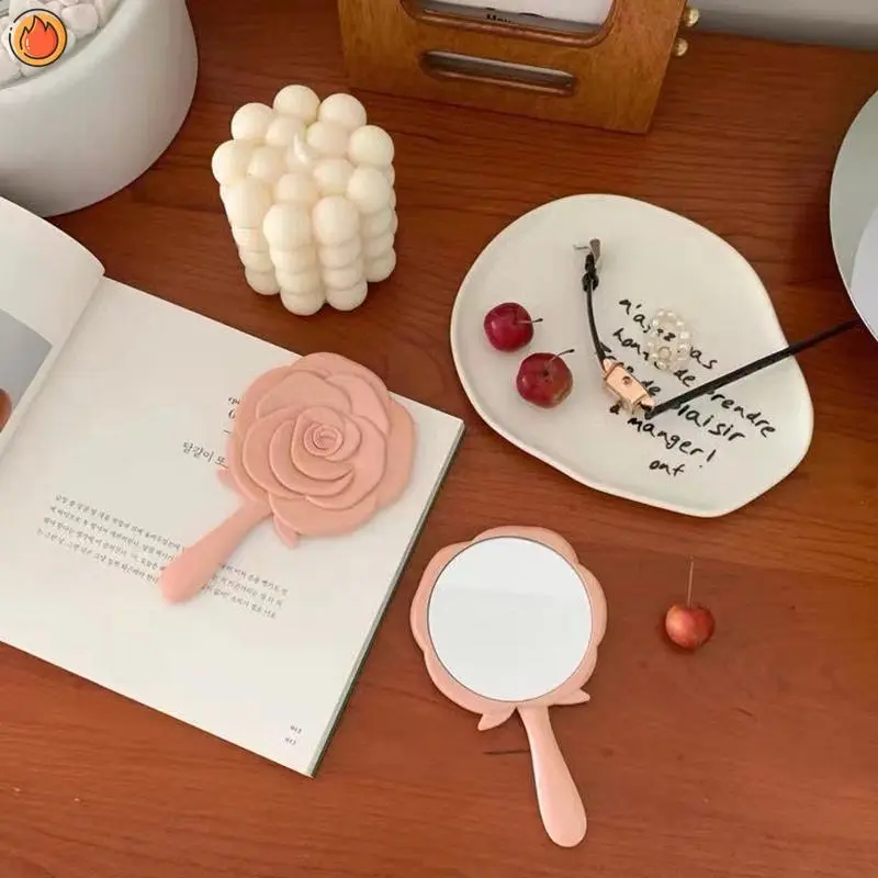 Cute fashionable rose handheld cosmetic mirror plastic mirror vanity mirror/SAWUSG