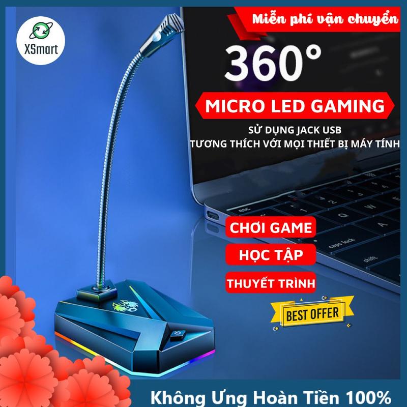 Micro Máy Tính, Laptop MK10 Jack USB Có LED Thu Âm 360 Độ Lọc Tiếng Ồn Độ Nhạy Cao Cho Học Tập, Thuyết Trình,Chơi Game