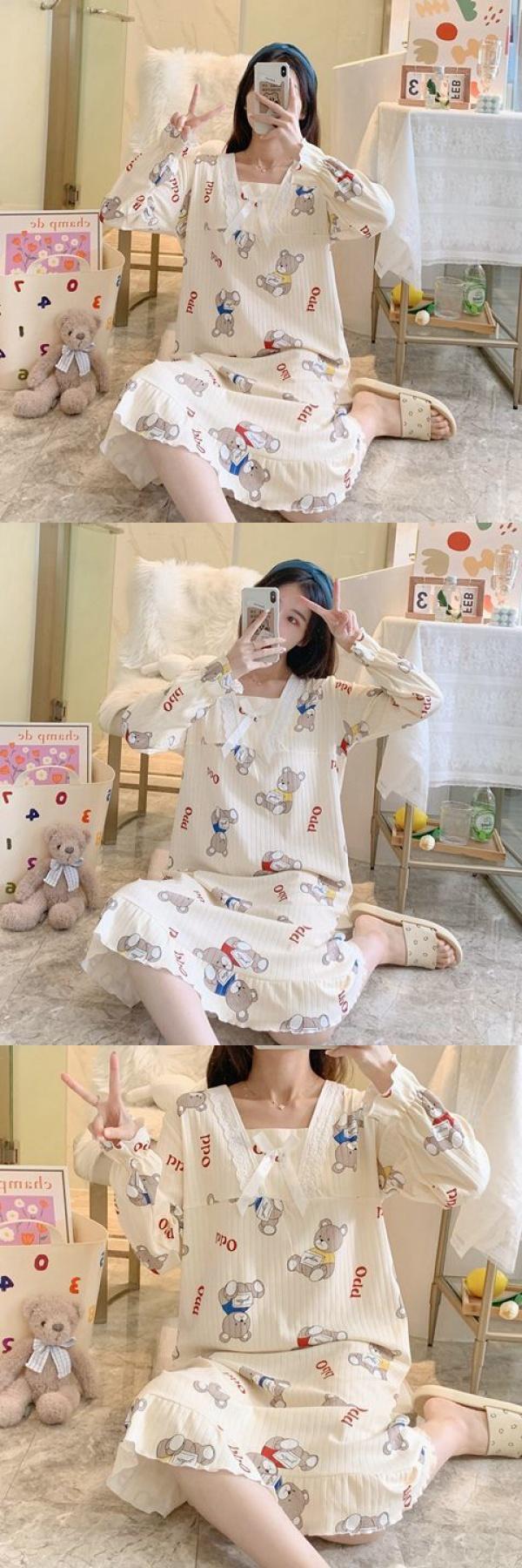 Product Introduction of Váy Ngủ Cho Nữ, Phong Cách Công Chúa Ren Mùa Thu, Dài Tay, Dễ Thương, Cỡ Lớn, Thích Hợp Cho Mùa Mùa Xuân Và Mùa Thu, Phong Cách Instagram, Thích Hợp Cho Học Sinh, Thiết Kế Hoạt Hình, Thích Hợp Cho Trang Phục Nhà Cửa Women Đầm Ngủ Dress Khuy 9