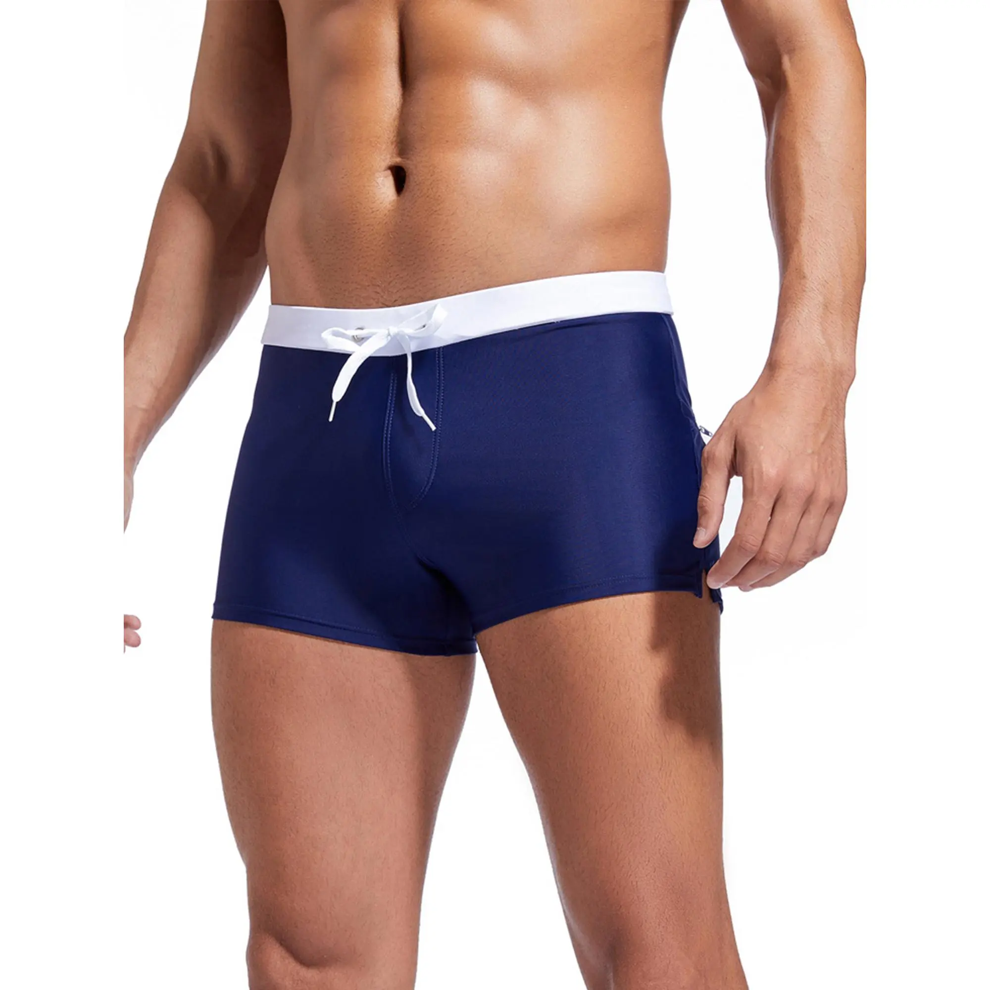 Men's Summer Casual Beachwear Shorts Solid Color/Contrast Color Drawstring Sports Shorts