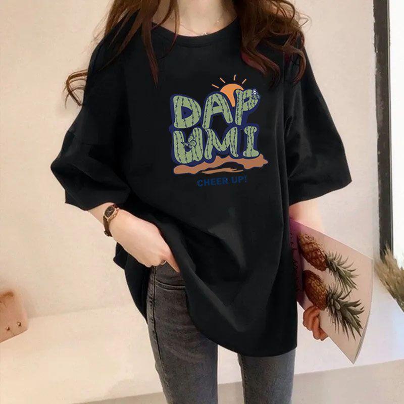 Product Introduction of Áo Thun Nữ Ngắn Tay, Thiết Kế In Hình, Hàng Mới Về Mùa Hè 2024, Áo Dài Trung Bình Dáng Rộng Che Khuyết Điểm 10