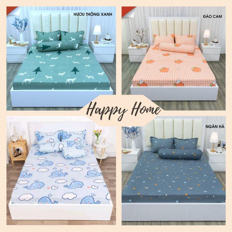 Bộ 4 món Ga Gối vỏ ôm Drap Trải Giường Poly Cotton bo chun miễn phí, Ga trải giường